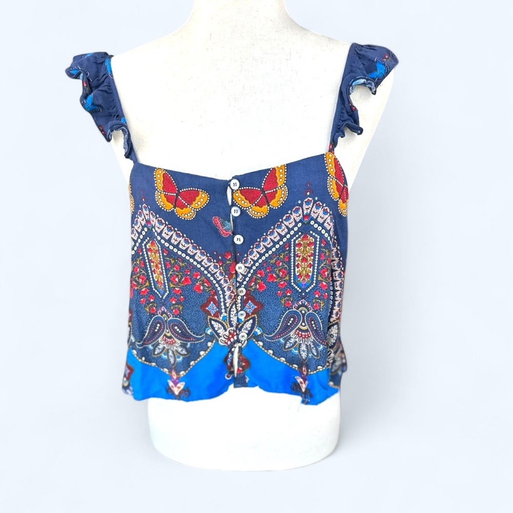 FARM Rio sold at Anthropologie SZ Med‎ Paisley , Butterfly buttoned tank top
